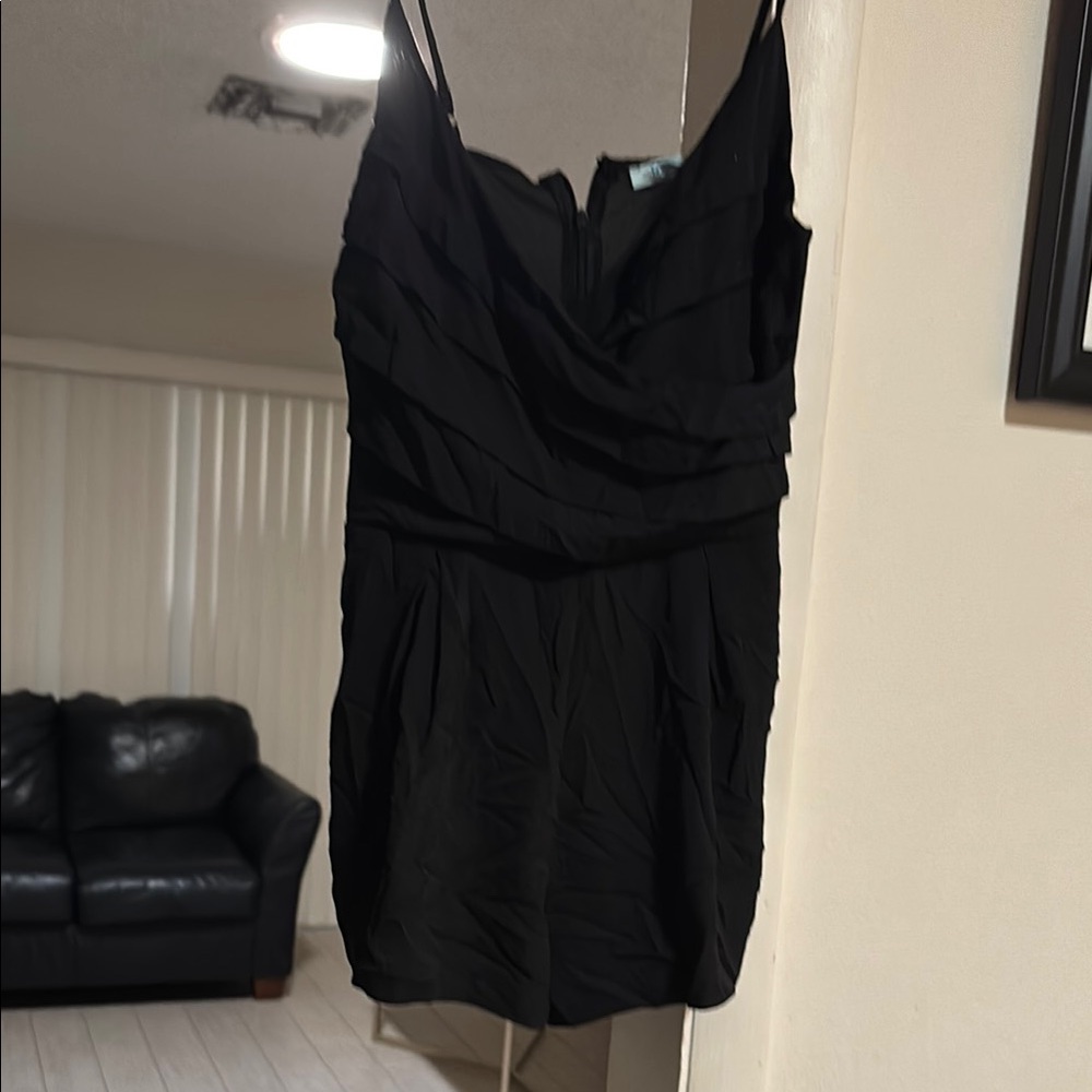 She + Sky Black Ruched Cowl Neck Mini Romper